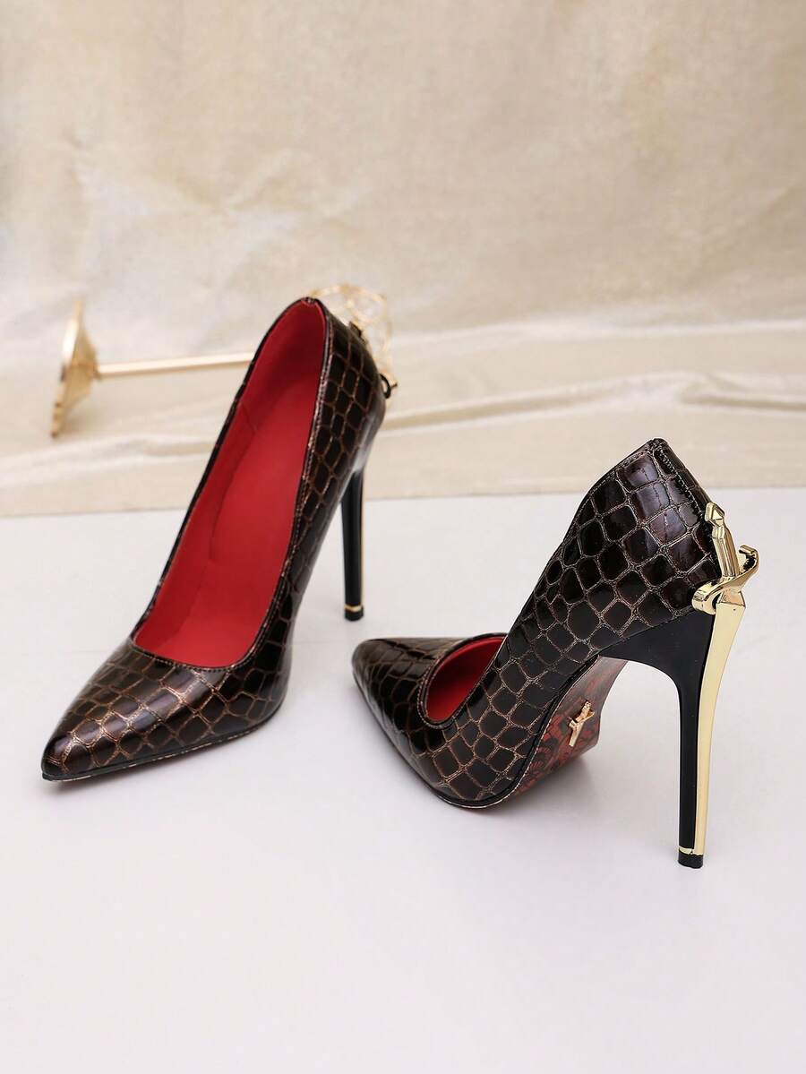 Glossy black pointed toe stiletto high heel pumps with bow detail for women