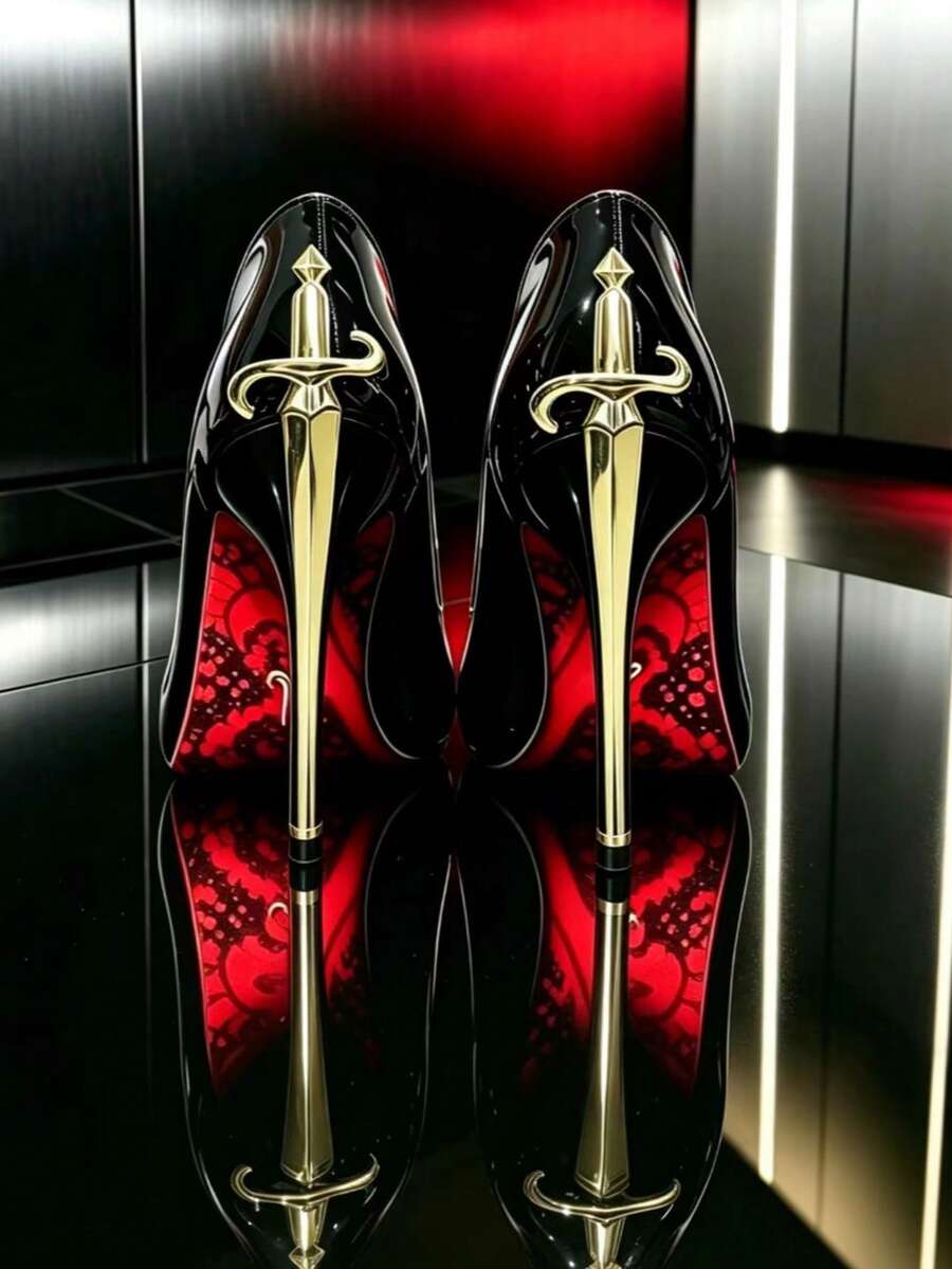 Glossy black pointed toe stiletto high heel pumps with bow detail for women