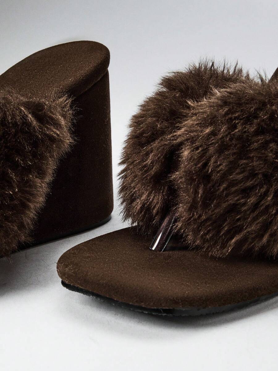 Women's slip-on thong strap wedge sandals featuring a high wedge heel and smooth PU leather upper.